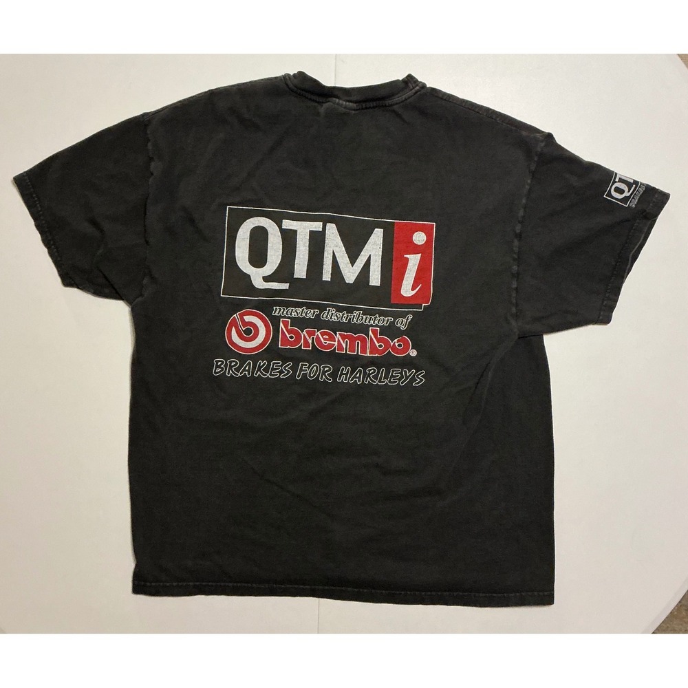 VTG Y2K Brembo QTM Brakes For Harley Davidson Grunge Rare‎ Black T-Shirt Mens XL